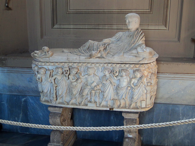vatican statue a sarcophagus in the Vatican Museum