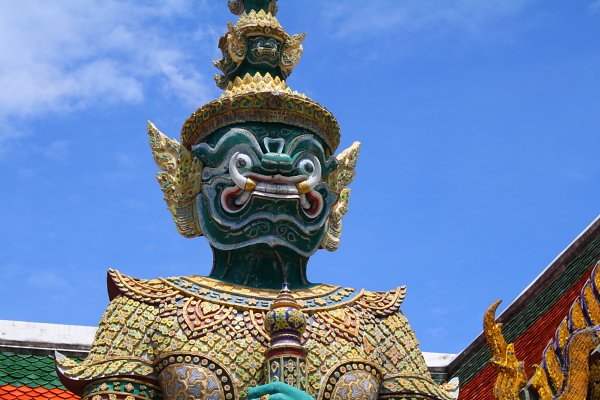 wat phra kaew guardian A guardian statue in Wat Phra Kaew in Bangkok, Thailand