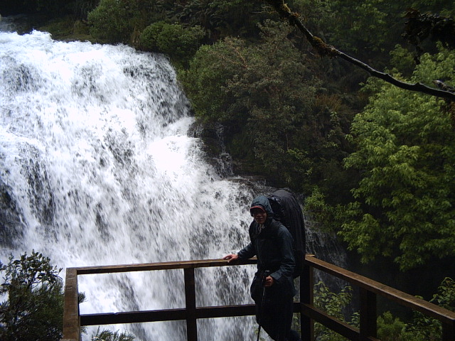 milford track waterfall Waterfall on the Milford Track, New Zealand