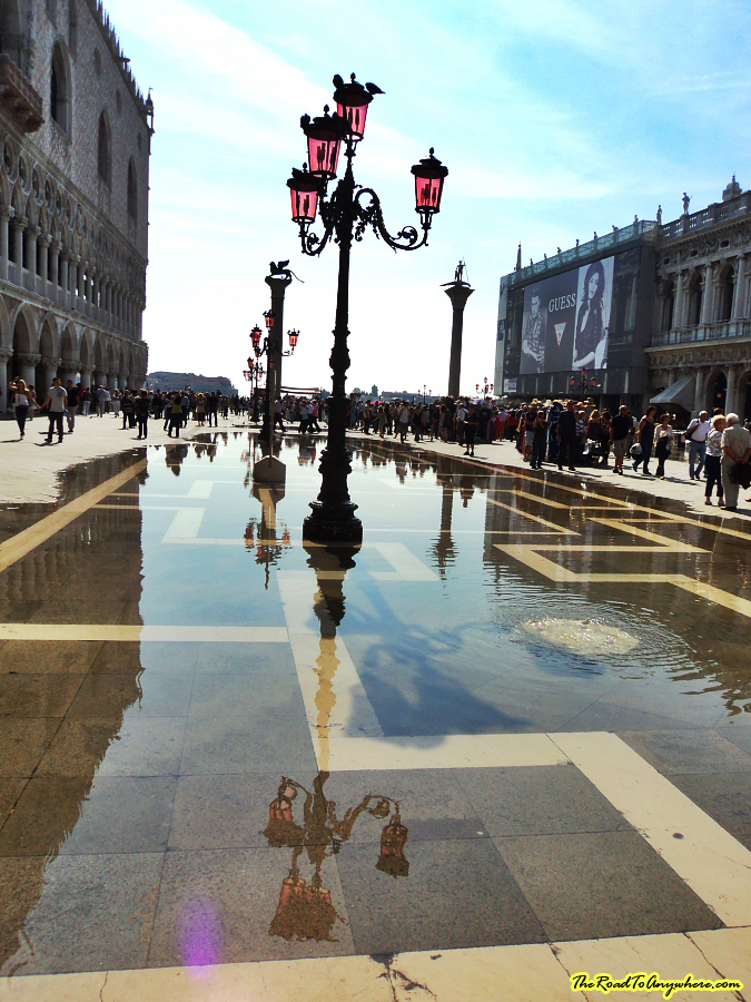 venice flooding lamp post Next to Doge's Palace Flooding in Venice, Italy