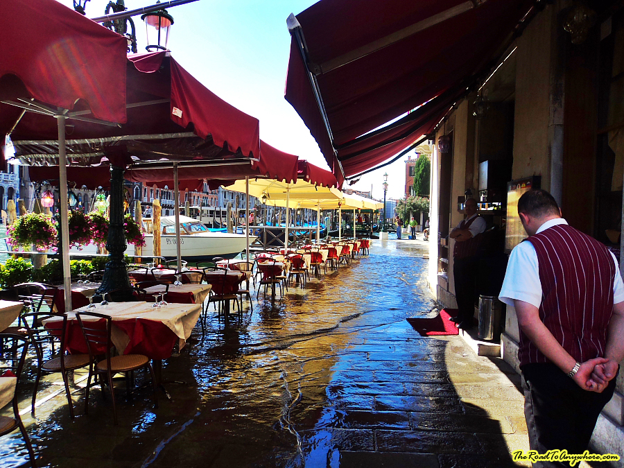 venice flooding restaurant Flooded restaurant in Venice, italy
