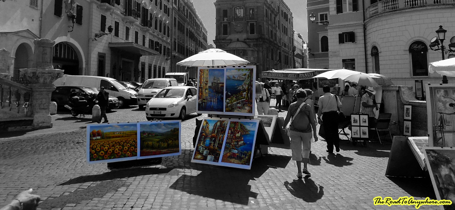 rome piazza artwork Artwork for sale in Piazza Trinità dei Monti at the top of the Spanish Steps in Rome, Italy