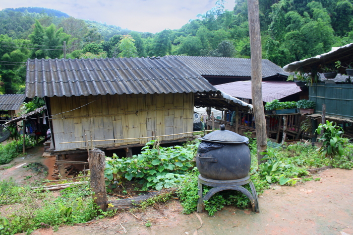 white karen village buildings White karen Village in Northern Thailand