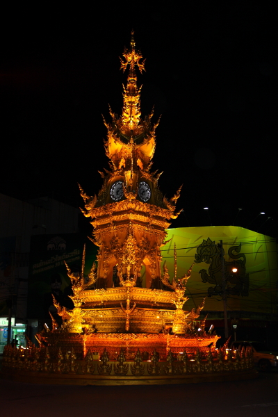chiang rai clock tower night Clock tower in chiang Rai, Thailand at night