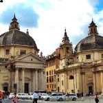 Twin churches in Piazza del Popolo in Rome, italy