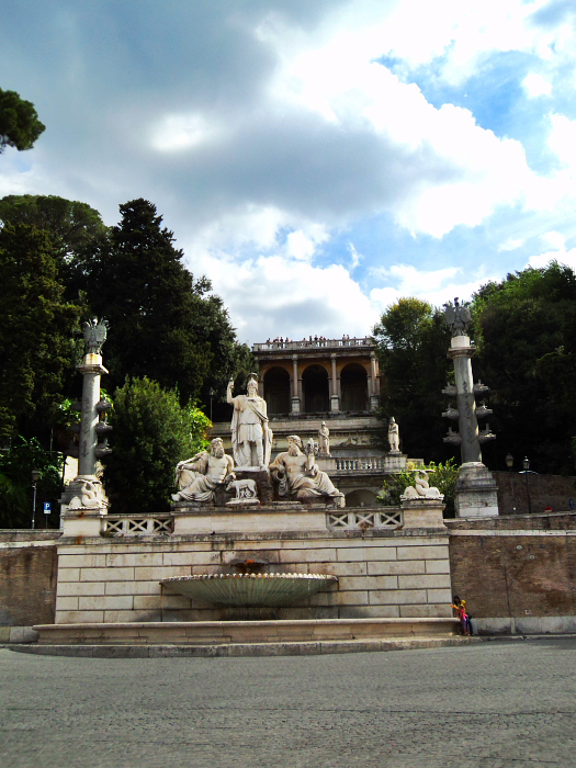 piazza del popolo fountain Fountain in Piazza del Popolo in Rome, Italy
