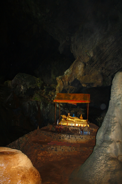 vang vieng cave buddha Buddha statue in Poukham Cave in Vang Vieng, Laos