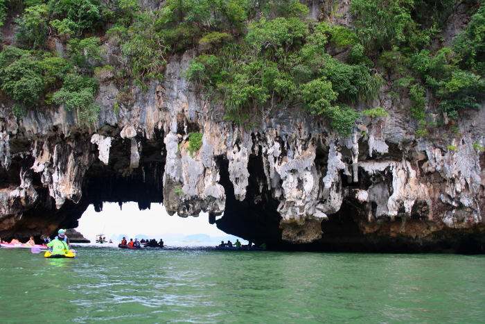 sea canoeing large cave Sea canoeing in Phang Nga Bay, Thailand