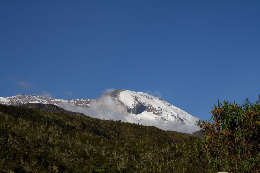 machame hut kibo peak View of Kibo Peak from Machame Hut on Mount Kilimanjaro, Tanzania