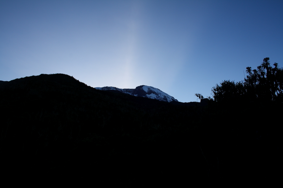 machame hut kibo siloette Kibo Peak at sunset from Machame Hut on Mount Kilimanjaro, Tanzania