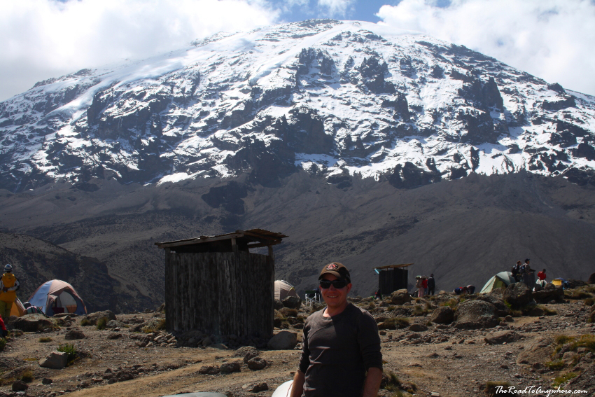 barafu me and kibo karanga camp Karanga camp with Kibo Peak behind me on Mount Kilimanjaro, Tanzania