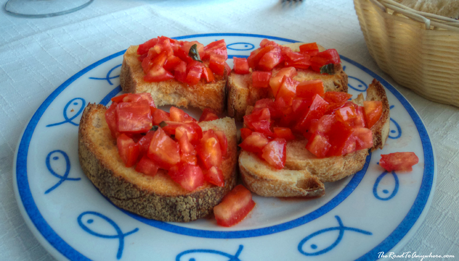 bruchette sorrento Bruschetta with tomato in Sorrento, Italy