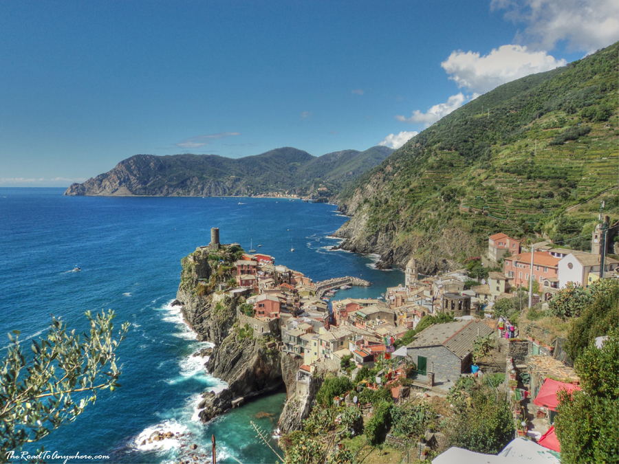 vernazza view View of Vernazza from above in Cinque Terre, Italy
