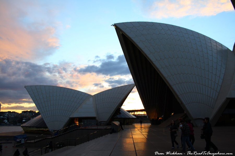 sydney opera house sunset Sunset behind Sydney Opera House in Sydney, Australia